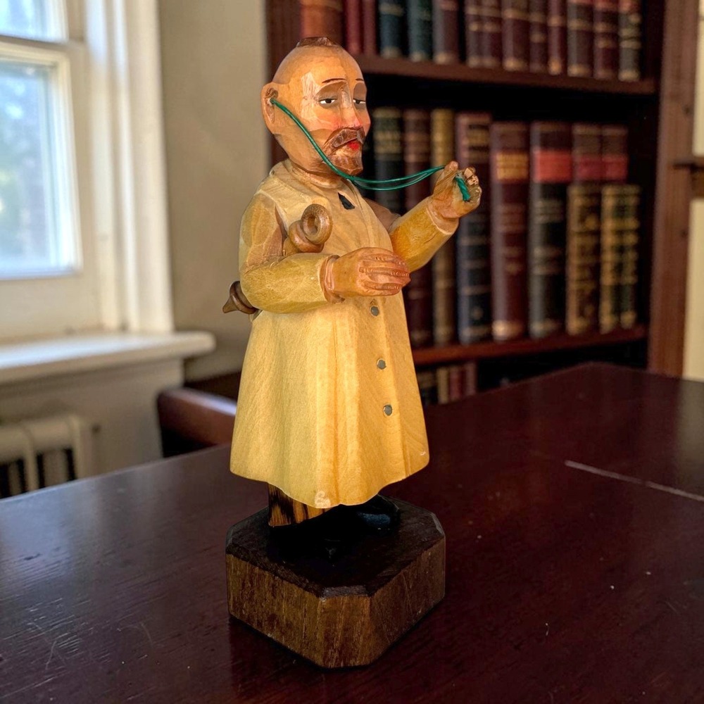 Anri Italy Hand Carved Wood Figure Doctor General Practitioner Internist Statue